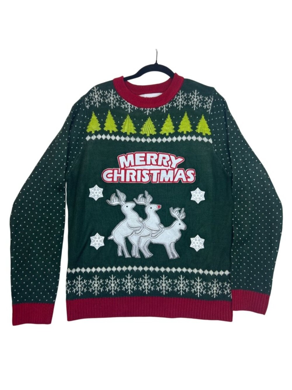 Sweater Lab Men's L Ugly Christmas Sweater Naughty Reindeer Merry Christmas